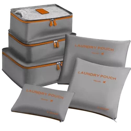 Rejseorganisator pakkekuber 6-pak polyester grå/orange