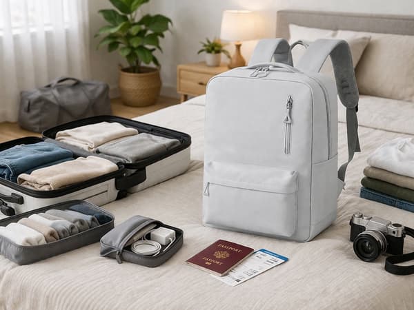 Reppu USB-portilla ja läppärilokerolla 18–20 L, harmaa polyesteri Grey