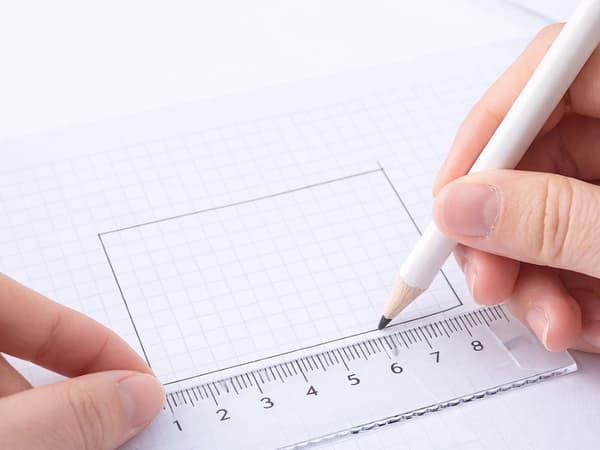 Geometrisæt 9 dele med passer lineal gradskive etui blå