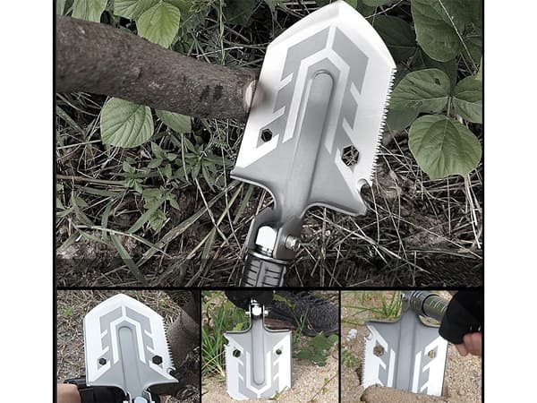 Multifunktionel spade med sav og økse stål/aluminium 67 cm med hylster