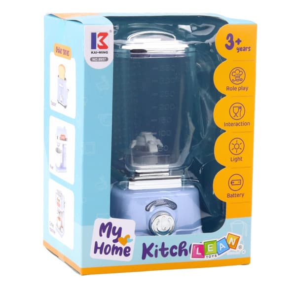 Legetøjsblender til børn blå/silver med lyseffekter 350 ml kande
