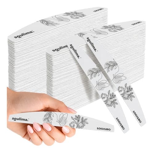 Nagelfiler båtform slim 100/180 zebra grå 100-pack för manikyr/pedikyr