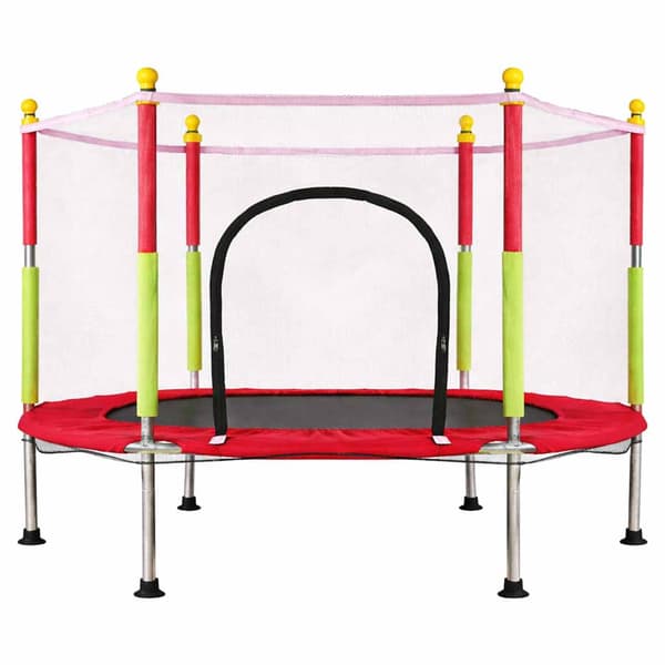 Trampolin 140 cm med skyddsnät, låg höjd 30 cm, max 150 kg