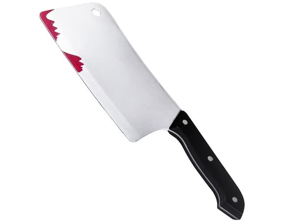 Halloween-kniv cleaver i plastik med blodig effekt 1-pack