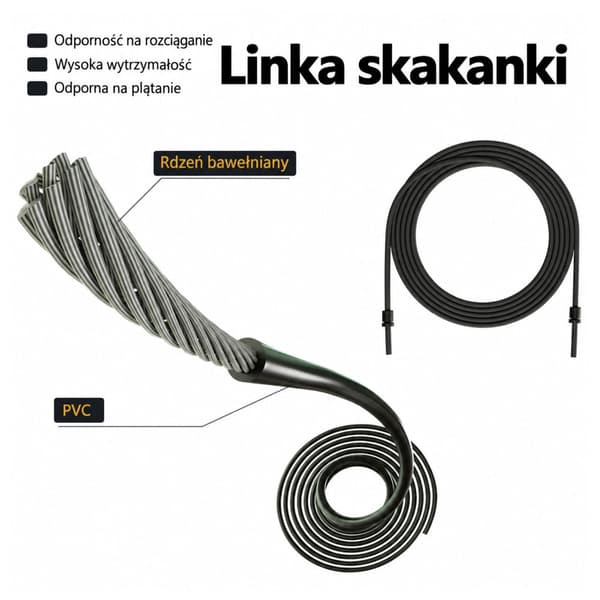 Harjoitushyppynaru 3 m laakeroitu metallikahvoilla PVC-pinnoitetulla teräsytimellä