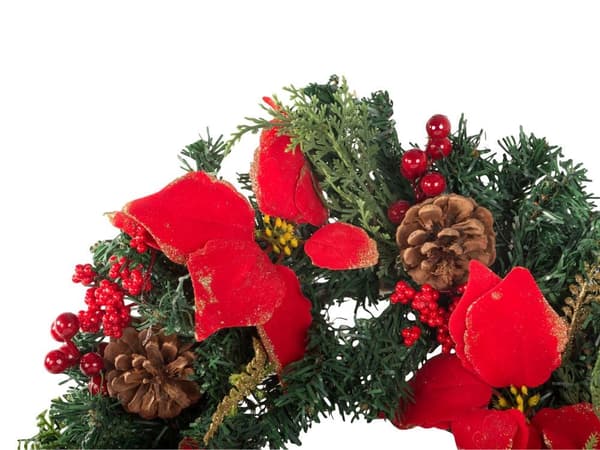 Julekrans med kogler og dekorationer 30 cm