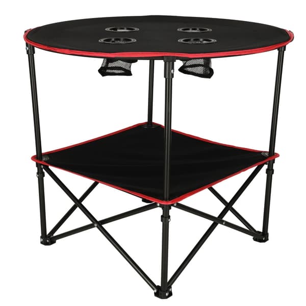 Hopfällbart campingbord 72 cm med dryckeshållare & transportväska