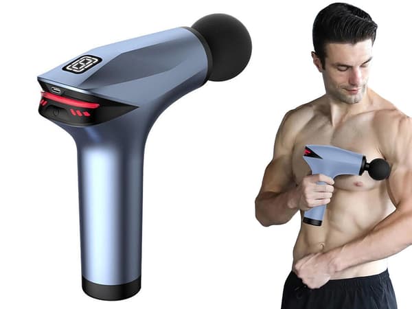 Massagepistol 8 niveauer 5 massagehoveder USB-C 30 W