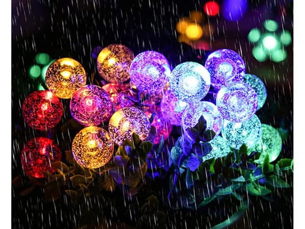 Solcelledrevet lyskæde 20 LED multicolor 4,5 m, 8 lysindstillinger