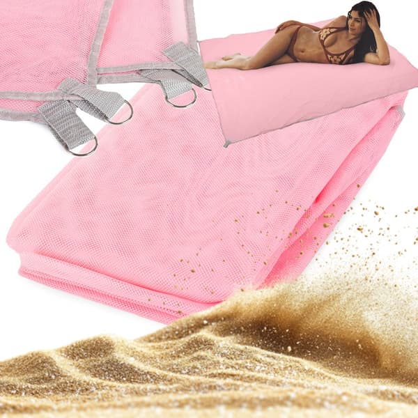 Picnic-tæppe sandafvisende mesh 200x150 cm rosa