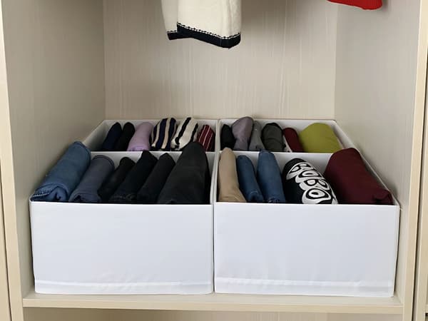 Skuffeorganisator tekstil 2 rum 20x34x10 cm foldbar hvid