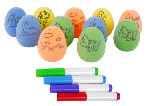 Dinosaurieägg målarset 12 ägg + 6 figurer, 3+ år