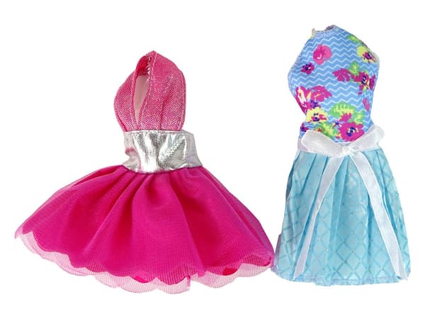 Kläddocka 30 cm med 4 klänningar & tillbehör (hatt, 2 väskor)