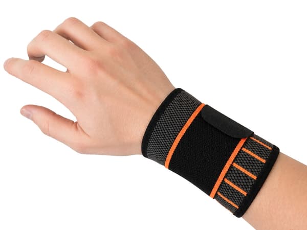 Handledsstöd kompression med kardborre polyester/bomull grå/orange