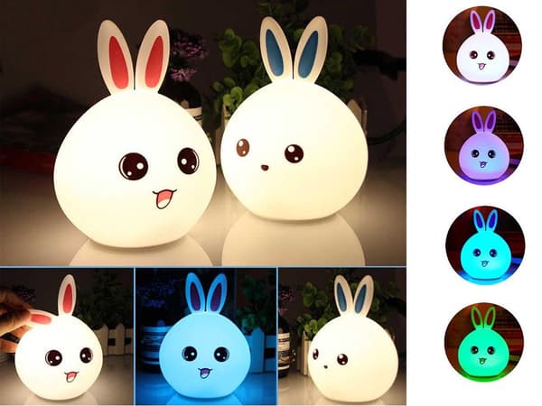 LED-yölamppu silikonikani valkoinen kosketus 5 tilaa sis. 3 x AAA