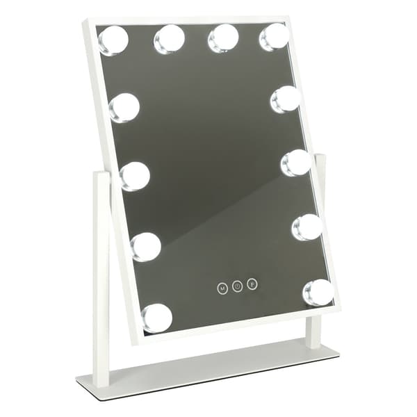 LED-makeupspejl 12 LED dæmpbar 3 lysindstillinger USB 30x40 cm