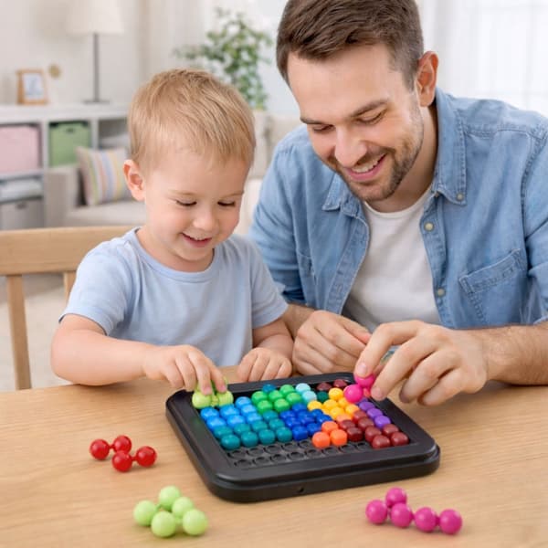 IQ logikpussel 3D färgglada bollar med pusselbräda och bitar