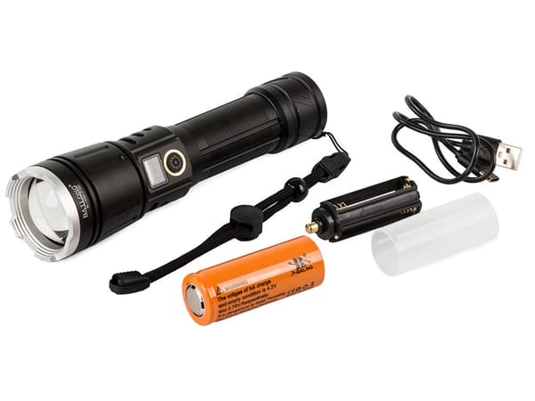 Taktinen LED-taskulamppu CREE XHP160 zoom IPX5 akulla USB-C
