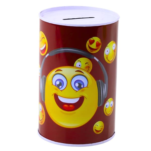 Metallpengabank med emotikontryck 13x8x8 cm, 1-pack