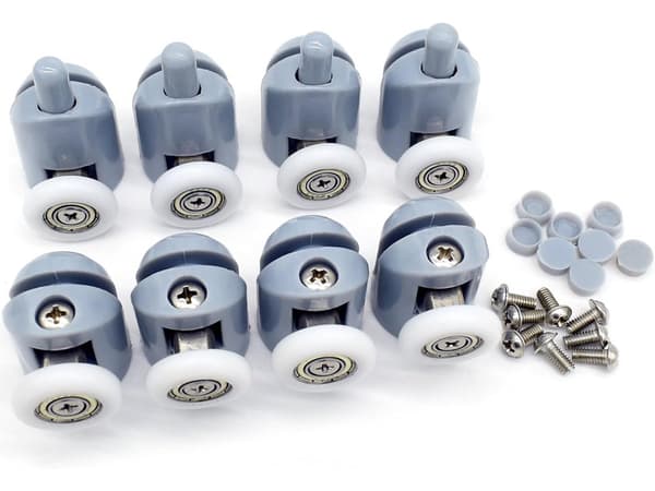 Duschdörrsrullar 22 mm för 4–6 mm glas 8-pack kullager grå/vit