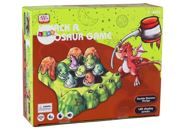 Wack-A-Mole dinosauruspeli ääni/valo, 2 vasaraa, 5 tasoa