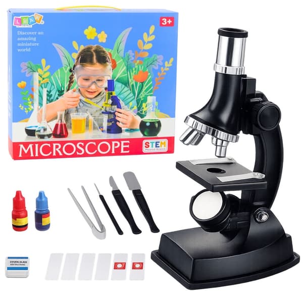 Barnmikroskop 300x med tillbehörskit för STEM-experiment 3-12 år