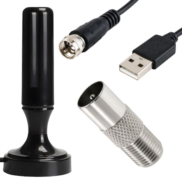 Aktiv inomhusantenn DVB-T/T2 25 dB förstärkare USB 5 m kabel