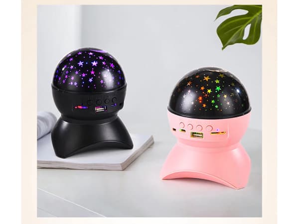 Stjerneprojektor LED med Bluetooth-højttaler rosa 11x13 cm
