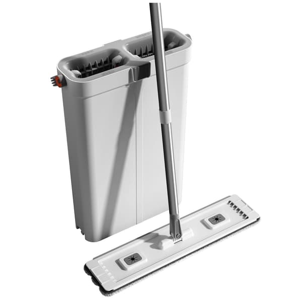 Flatmopp set med dubbelkammare-hink 81-140 cm teleskop, 2 pads