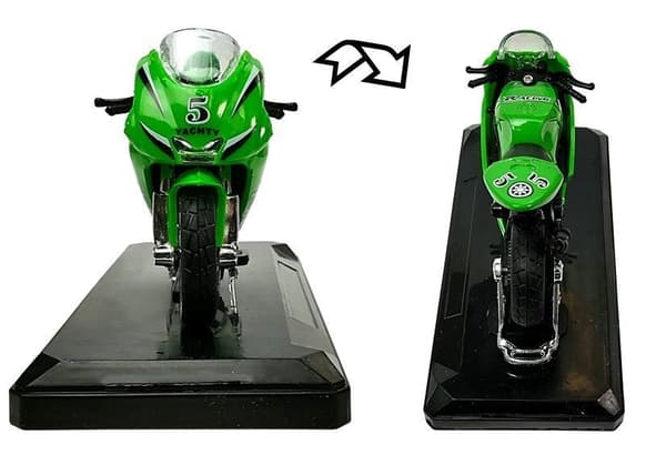 Sportmotorcykel legetøj 1:18 med lyd og pull-back, tilfældig farve