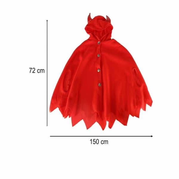 Djævlekostume til børn kappe med hætte/horn + røde handsker S 100-110 cm Red