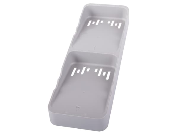 Bestikindsats til skuffe udtrækbar med 2 rum, grå plast 13x39,5 cm