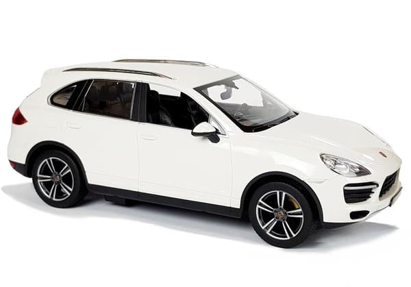 Fjernstyret Porsche Cayenne 1:14 hvid 2,4 GHz LED-lys