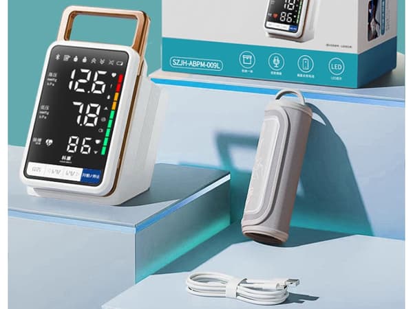 Blodtryksmåler til overarm genopladelig LCD stemmeguide 22–32 cm