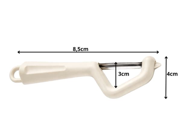 Frugt- og grøntsagsskræller dobbeltblad, rustfrit stål, beige 8,5 cm
