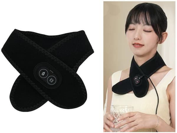 Nakkemassagebånd med varme og vibration 3 indstillinger USB-C sort