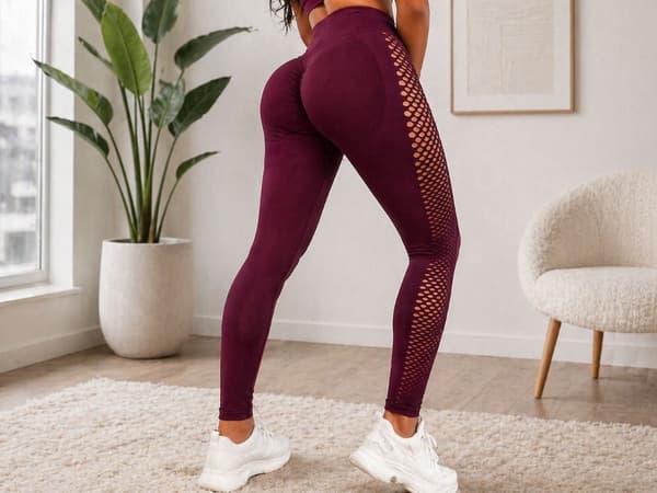 Treenitightsit push-up korkeavyötärö mesh burgundy L/XL