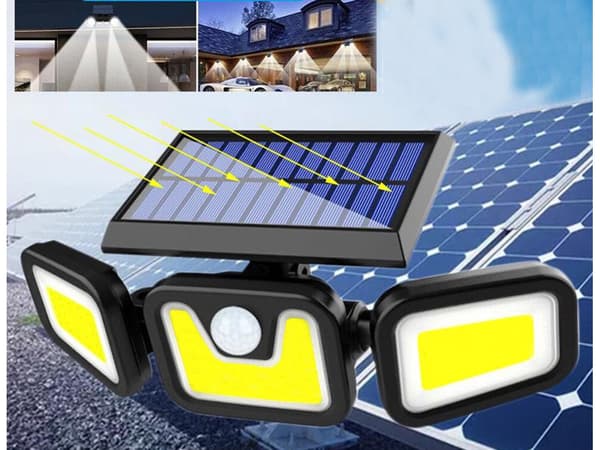 Solcellsgatlykta 103 COB LED IP67 med rörelse/skymningssensor