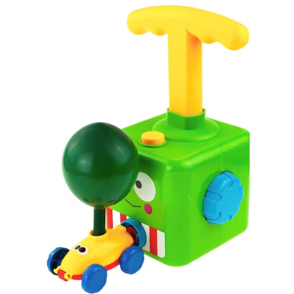 Ballongdriven leksaksbil med pumpstation groda, 2 bilar + 10 ballonger