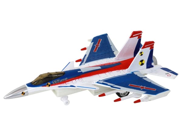 Legetøjsjagerfly 23 cm med lyd og dampeffekt, vælg model
