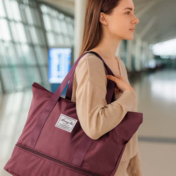 Sammenklappelig kuffert med hjul 50L vandtæt Oxford-polyester lilla