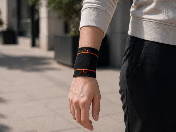 Handledsstöd kompression med kardborre polyester/bomull grå/orange