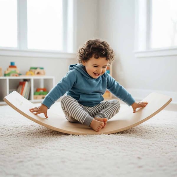 Balancebræt i træ 82x30 cm Montessori vippebræt til børn 3+ voksne