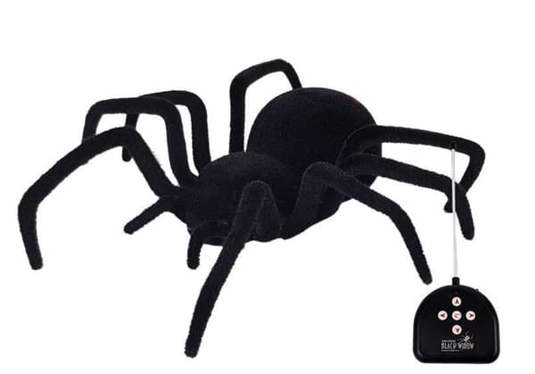 Fjernstyret edderkop Black Widow 30 cm med lysende øjne 27 MHz
