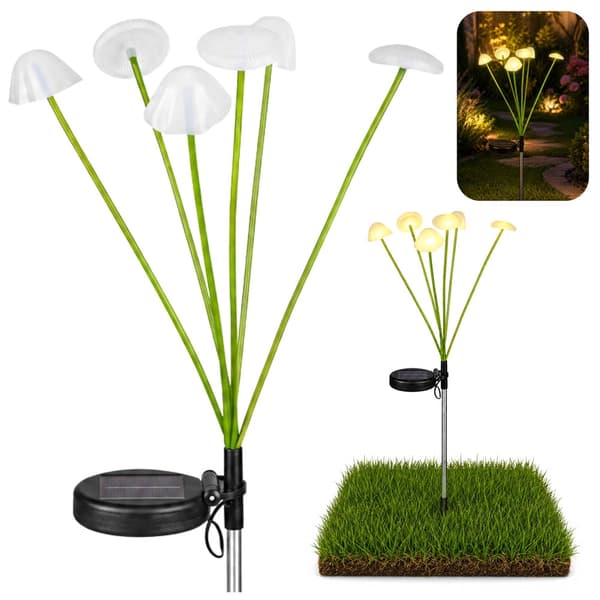 Solcellsdriven trädgårdslampa med 8 LED-svampar 3000K IP65 70 cm