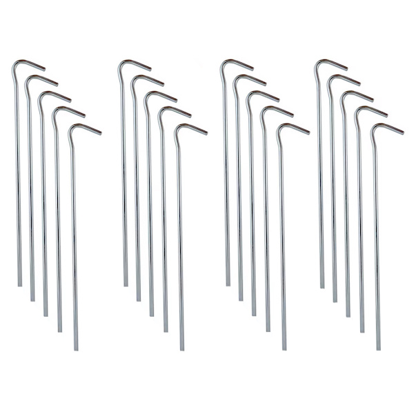 Tältpinnar i stål 18 cm 20-pack silver
