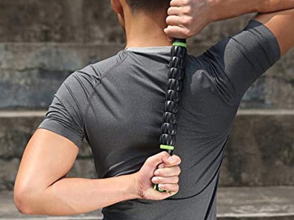 Massage roller med 9 rullar för rygg/ben plast svart 42 cm