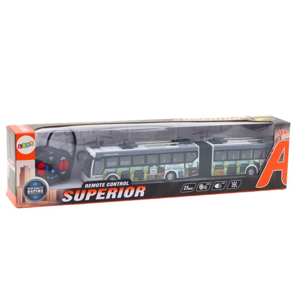 Fjernstyret bybus 36 cm med LED-lys, 27 MHz, USB-opladning