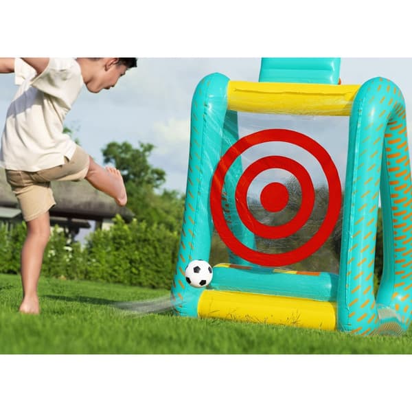 Uppblåsbart trädgårdsspel 3-i-1 med mål & basket 157x107x157 cm