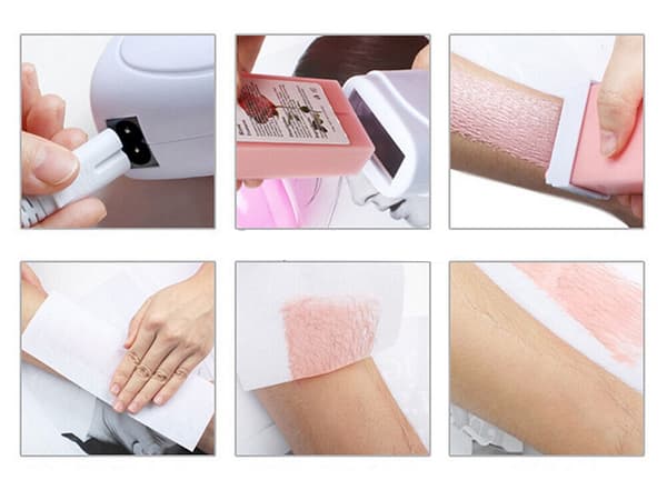 Voksvarmer med voksbeholder 150 g + 10 strips rosa/hvid 40 W